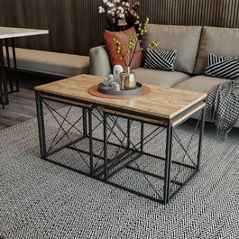 Hanah Home Defne - Atlantic Pine Juego de Mesa de Centro